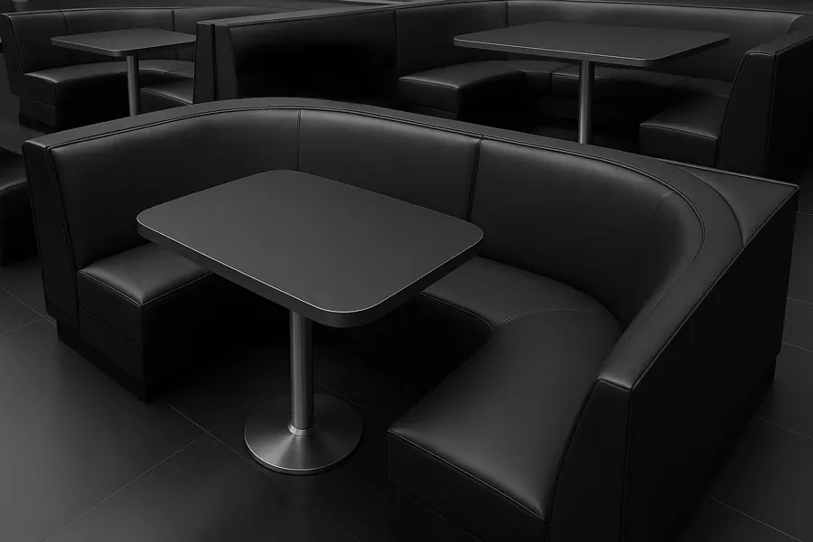 A semi-private Courtside Loge booth with a table